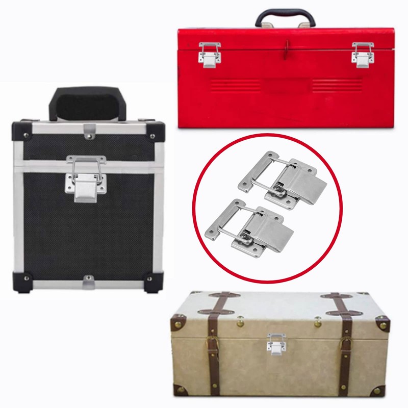 2 Pcs Stainless Steel Hardware Cabinet Case Spring Loaded Latch