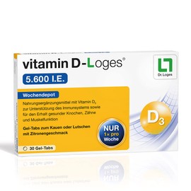 vitamin D-Loges® 5,600 IU - 30 Gel Tabs - Weekly Depot - Dietary Supplement with Vitamin D3 for the Whole Family