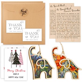 2pcs Elephant Ornament for Women Friends, Elephant Hanging Ornament with Story Cards Sister Ornaments Friend Ornament for Women Decoration