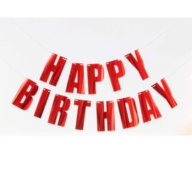 CHTENG Happy Birthday Banner Reusable Ecofriendly Materialfor Birthday Decorations and Party Supplies (Red)