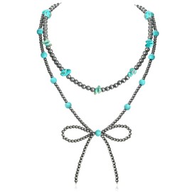 Navajo Pearl Bow Necklace Western Jewelry for Women Cowgirl Turquoise Necklaces Jewelry (15)
