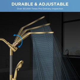 Dual Handheld Shower Head Combo, 2-in-1 Rain Shower Heads System 8 Inch Rainfall Shower Head and 10 Modes High Pressure Hand Held Showerhead with Built-in Power Wash
