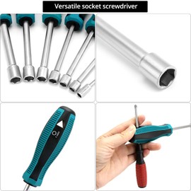 QWORK® 7 Piece Socket Wrench Screwdriver, 6-12 mm Allen Key for Hexagon Head Screws