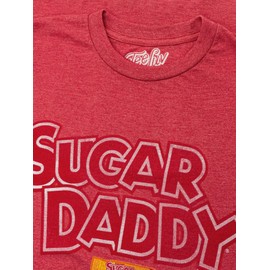 Tee Luv Men's Faded Sugar Daddy Candy Logo Shirt, Red Heather, L