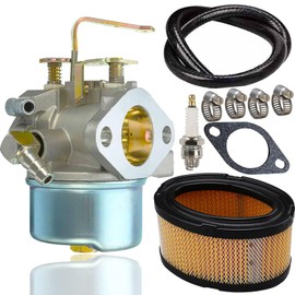 640152 Carburetor with 33268 Air Filter/Spark Plug/Fuel Line for Tecumseh HM80 HM90 HM100 640023 640051 640140 640152A 8-10 HP Engine Snow Blower/5000w Generator