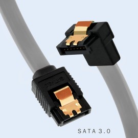 BIGtec SATA Cable S-ATA III Data Cable Connection Cable Grey Angle HDD SSD 6 GBit/s Connector L-Type/L-Type 90° 100 cm Gold-Plated Straight/Angled Serial ATA Locking SATA-3
