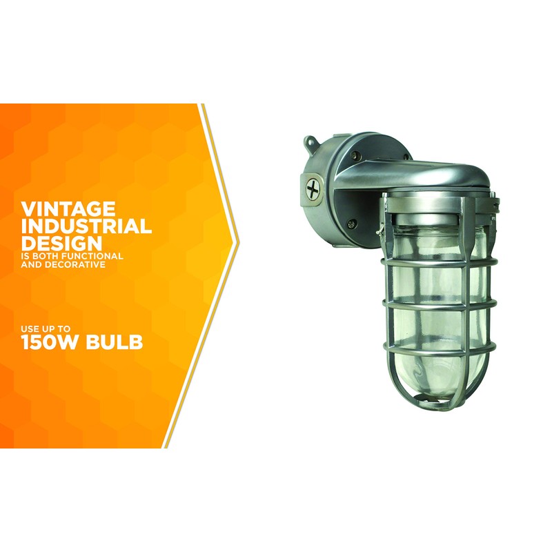 Woods L1707SVBS Traditional 150W Incandescent Weather Industrial Light; Wall Mount;