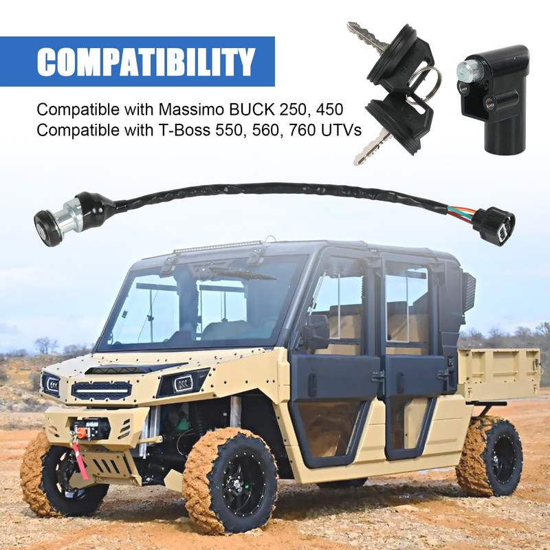 48397 Ignition Switch with Key Assembly Compatible with Massimo Buck