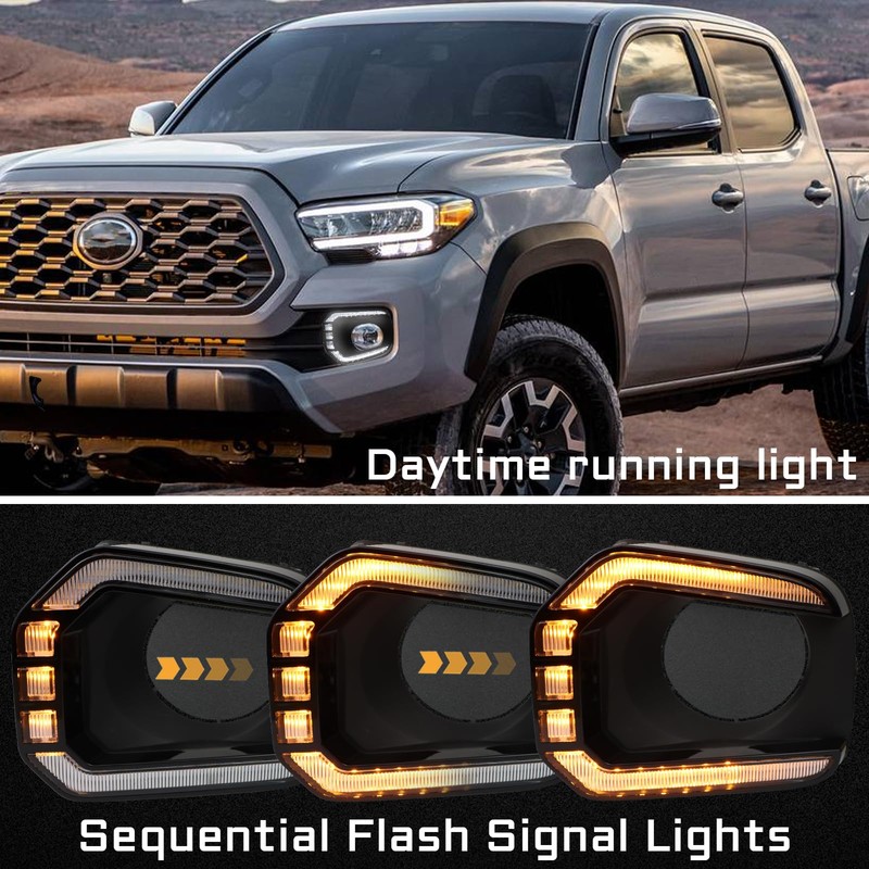 PGTOPONE Switchback White/Amber LED Front Fog Daytime Running Lamp w/Dynamic
