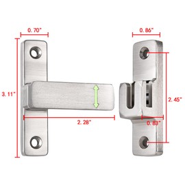 INIRET 2 Packs Silvery 90/180 Degree Flip Latch - Heavy-Duty Lock Bolt for Gate, Barn, Garden, Fence, Shed, and Window Applications(Luminous)