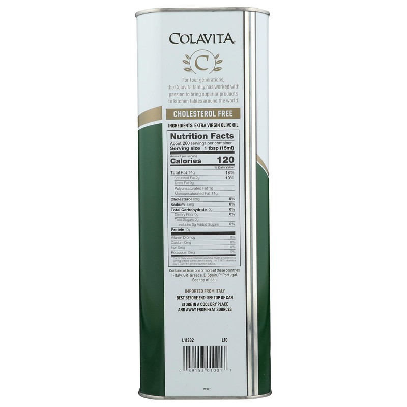 Colavita Extra Virgin Olive Oil in Tin, 3L Tin