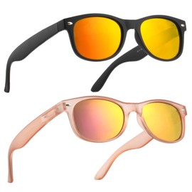 2 Pack Reader Sunglasses for Men Women Classic Rectangle Reading Glasses Outdoor Full Lenses Magnifying Eyewear UV Protection Pink/Black Red+2.75