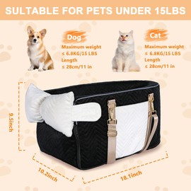 Homsunyi Dog Car Seat for Small Dogs, Center Console Dog Car Seat, Comfortable Pet CarSeat, Portable Pet Booster Seats with Safety Belt and Soft Cushion, Puppy CarSeats for Dogs & Cats Under 15 lbs