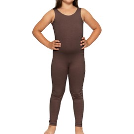 STRETCH IS COMFORT Girl's Cotton Unitard Brown Large