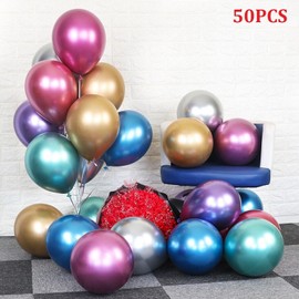 EZONEDEAL 50 Pcs Metallic Balloons, Colorful Party Balloons, Chrome Metallic Helium Balloons For Birthday Party Decoration, Wedding Birthday, Baby Shower, Christmas Party (MultiColor, 10 Inch)