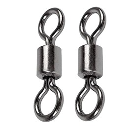 QISHUO Stainless Steel Swivels Fishing Lure Barrel Saltwater Swivel Fishing Strength Quick Change Fishing Swivels Rolling Black Nickel,25pcs, 221lbs
