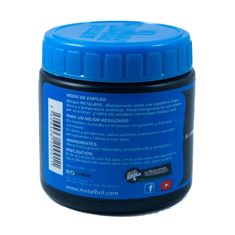 Crema pulidora multiusos Metal Bril, 150Gr. Para uso en: Metales,
