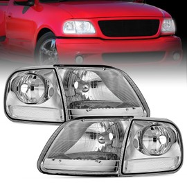 Nilight Headlight Assembly Compatible with 1997 1998 1999 2000 2001 2002 2003 Ford F-150 Ford Expedition Chrome Housing