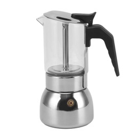 Glass Top Stovetop Moka Pot Electric Stove Moka Pot with Stainless Steel Base Classic Coffee Maker 4 Cups