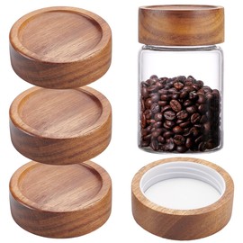 BENECREAT 4pcs Wooden Mason Jar Lids, Reusable Sealer Covers Camel Column Screw Replacement Lids for Home Kitchen Jar Spice, Inner Diameter: 2 inch