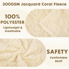 gogobunny Calming Plush Dog Cat Blanket 300GSM Coral Fleece, Ultra-Soft Machine Washable Pet Bedding for Small Medium Dogs Cats Puppies Kittens (Beige, 50x60)