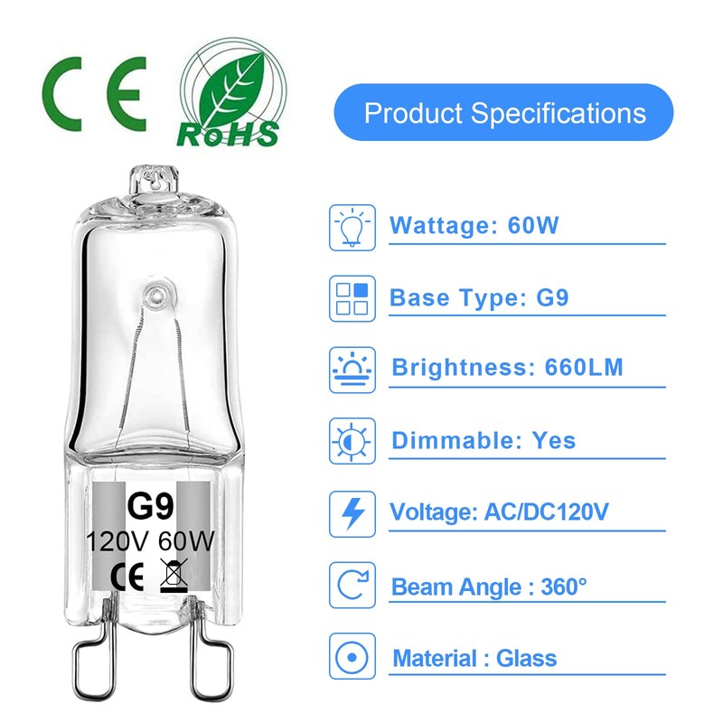 G9 Bulb 60W G9 Halogen Light Bulbs 2 Pin for