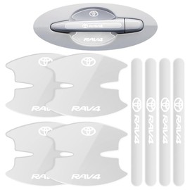 Door Handle Protector, Compatible with all RAV4 Series, Car Parts, Door Handle, Protection, Scratch-Resistant, Exterior Parts, Stickers, Cover, Easy Installation, Exclusive Logo, Set of 8 (Transparent