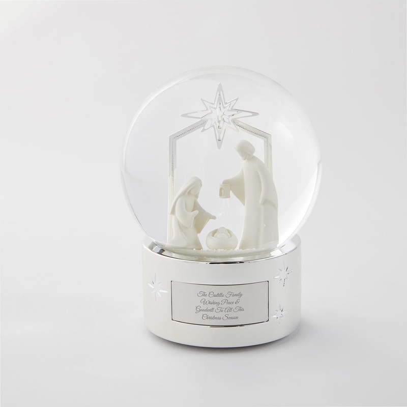 Things Remembered Engraved Nativity Musical Snow Globe (Free Customization), Plays