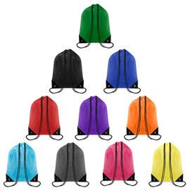 10 PCS Drawstring Backpack Bulk Drawstring Bags Nylon Cinch Bag DIY Drawstring Bag Waterproof Draw String Back Bag Cinch Sack String Backpack for Men and Women Sports Gym Travel Swimming, 10 Colors