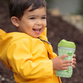 Chicco Insulated Sippy Cup 12+ Months, 9oz Glow-in-the-Dark Toddler Training Cup with Bite Resistant No-Spill Rim Spout, Double-Wall, BPA Free, Green