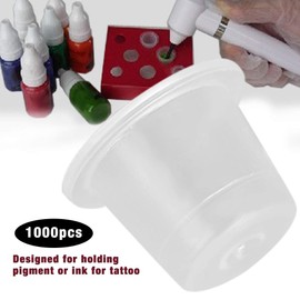 Pack of 1000 Tattoo Ink Cups Plastic Colour Caps Cups Ink Cups Tattoo Accessories Small Tattoo Cups for Tattoo Ink Tattoo Machine 9 mm/13 mm/15 mm (Medium Size 7.3 Long and