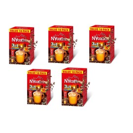 NY Coffee 3 in 1 Coffee & Sugar Sachets Value pack 10 satches in each box 5 boxes | Instant Coffee Sachet | Ready to make coffee Satches | 50 Satches