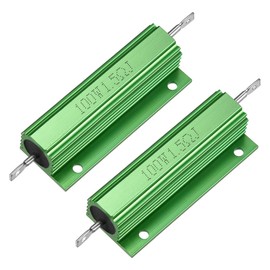 sourcingmap 2 Pcs Aluminum Case Resistor 100W 1.5 Ohm Wirewound Green for LED Replacement Converter 100W 1.5RJ