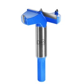 FOCMKEAS 45mm丨1.77 Inch Forstner Drill Bit with Hex Shank Double-Flute Tungsten Carbide Wood Hole Saw for Plastic, Hard Wood, Woodworking Hinge Hole Drilling Boring Bits Cutter 1 Pcs Blue
