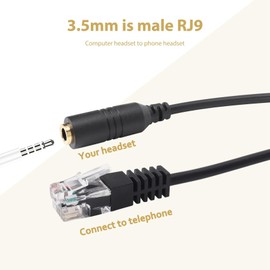 CABLEPELADO Cisco Office RJ9 Male to 3.5mm Jack Adapter Cable for Telephone TRRS 3.5mm Jack RJ9 4P4C Headphone with Microphone Converter for IP Phones (1 x Jack)