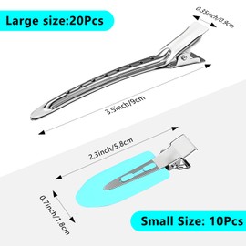 MOTIBACK 30Pcs Metal Alligator Hair Clips, 3.5 Inch Silver Duck Billed Clips with Holes, Non Slip Durable Hairpins for Salon,Makeup,Styling Sectioning, DIY Bows