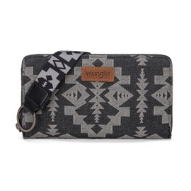 Wrangler Wallet Wristlet for Women Aztec Clutch Long Purse Boho Credit Card Holder Wallet WG2212-W006BK