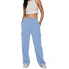 Trendy Queen Womens Cargo Sweatpants Wide Leg Baggy Fleece High