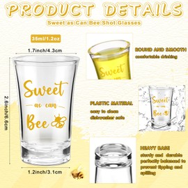 Pickmesh 50 Set Bee Theme Baby Shower Party Favors Sweet as Can Bee Shot Glasses Thank You Tag Bag and Rope Honey Bee Baby Shower Decoration Baby Shower Return Gift for Gender Reveal Party