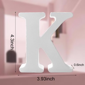 Wood Letters 4.3 Inch, White Unfinished Wood Letters for Graft, Wooden Letters for Wall Decor, Standing Letters for Bedroom, Home, Birthday, Party, DIY Graft (K)