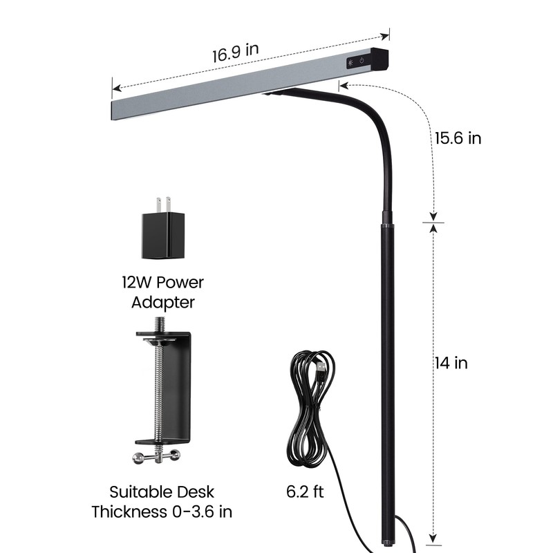 SUPERDANNY LED Desk Lamp for Office Home, Eye-Caring Desk Light