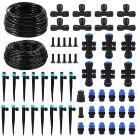 Irrigation 230FT Drip Irrigation System,1/4" Quick Connect Automatic Garden Watering System