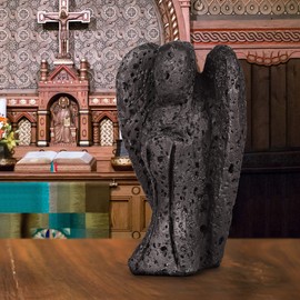 Artistone Crystal Pocket Guardian Angel Gifts Carved Gemstone Angel Statue Ornament Healing Stone for Home Decor Meditation(Lava Stone)