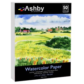 50 Sheets of Practice Watercolor Paper (9" x 12") - 190 GSM, Acid-Free and Cold Pressed. (1 Pack - 50 Sheets)