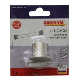 GARDINIA Wandlager für Gardinenstangen mit Ø 20 mm, Inklusive Befestigungsmaterial, Wandmontage, Serie "Chicago", Metall, Edelstahl-Optik
