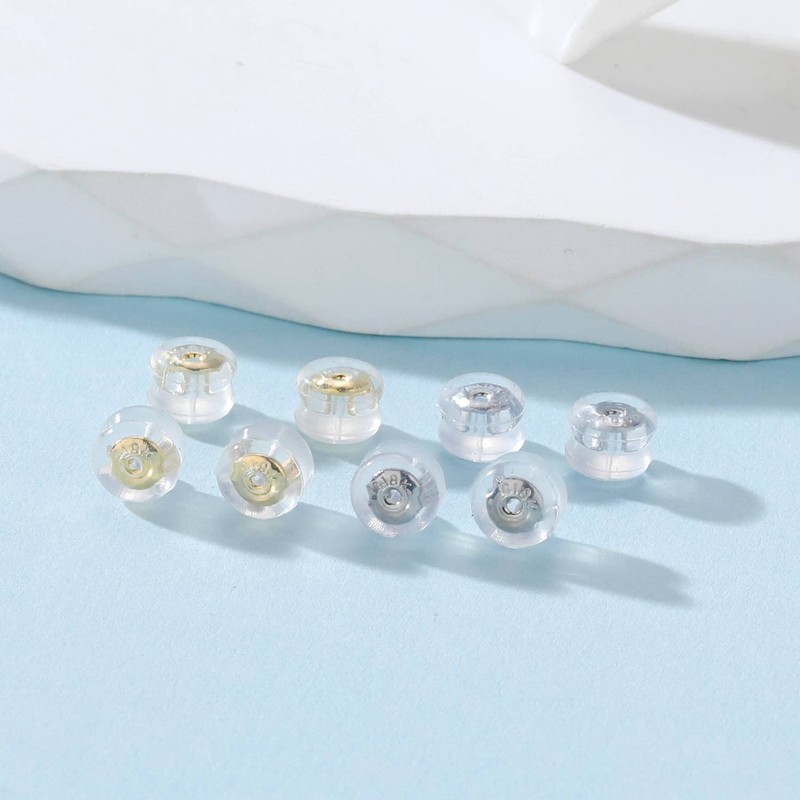 Earring Backs for Droopy Ears, 18K Gold Silicone Earring Backs