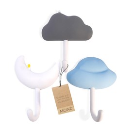 MONZ Cute Hooks - Cute Hooks Hanging - Kids Hooks - Cute Wall Hooks - Hook Kids Room - kids bathroom hooks - towel hanger for bathroom - bathroom hooks - Kids Towel Hooks - Pack X3