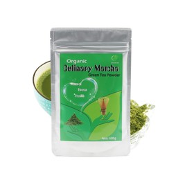 EFOOFAN Té Verde Matcha Orgánico En Polvo, Grado Culinario (100 G), Certificado UsdaJasEc, Sabor A Té Japonés Sencha, Vegano Y Sin Azúcar. Ideal Para 