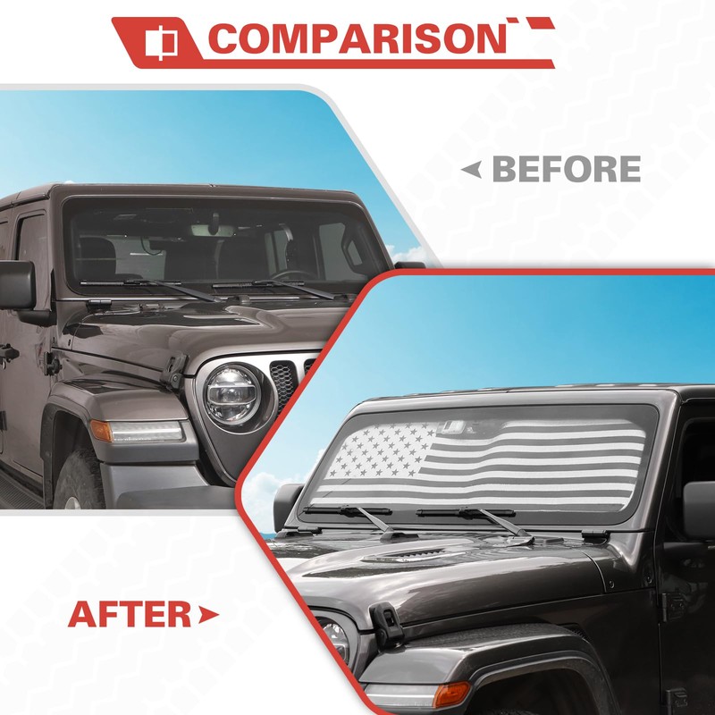 Windshield Sun Shade Compatible with Jeep Wrangler JL JLU &