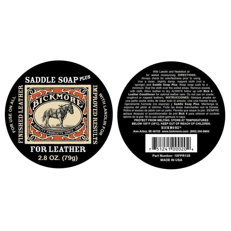 Bickmore Saddle Soap Plus - 2.8oz - Leather Cleaner &